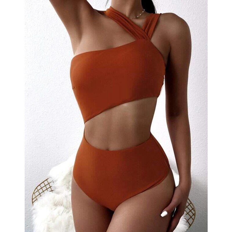Voguable  Sexy One Piece Swimsuit High Waist Bodysuit Women'S Swimwear 2022 Bathing Suit Solid Beachwear Hollow Out One-Piece Suits voguable