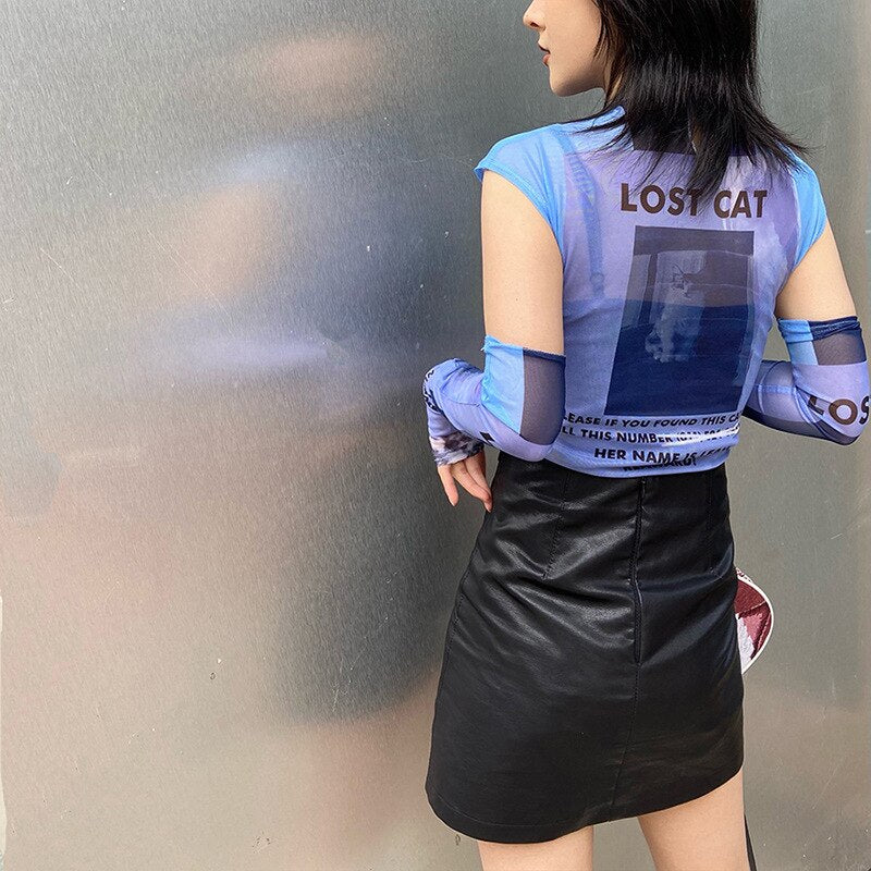 Y2K Slim Bodycon Tops Summer Fashion Women Printing T-Shirt Long Oversleeve Party Club Outfit Casual Streetwear voguable