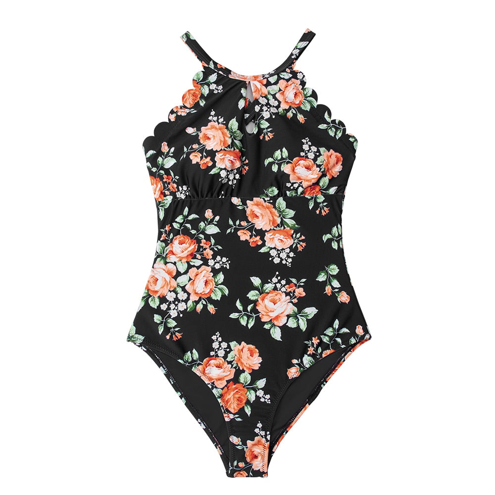 Voguable  Floral and Striped One Piece Swimsuit Sexy Open Back Swimwear Women Monokini Swimsuit Bodysuit Bathing Suit Beachwear voguable