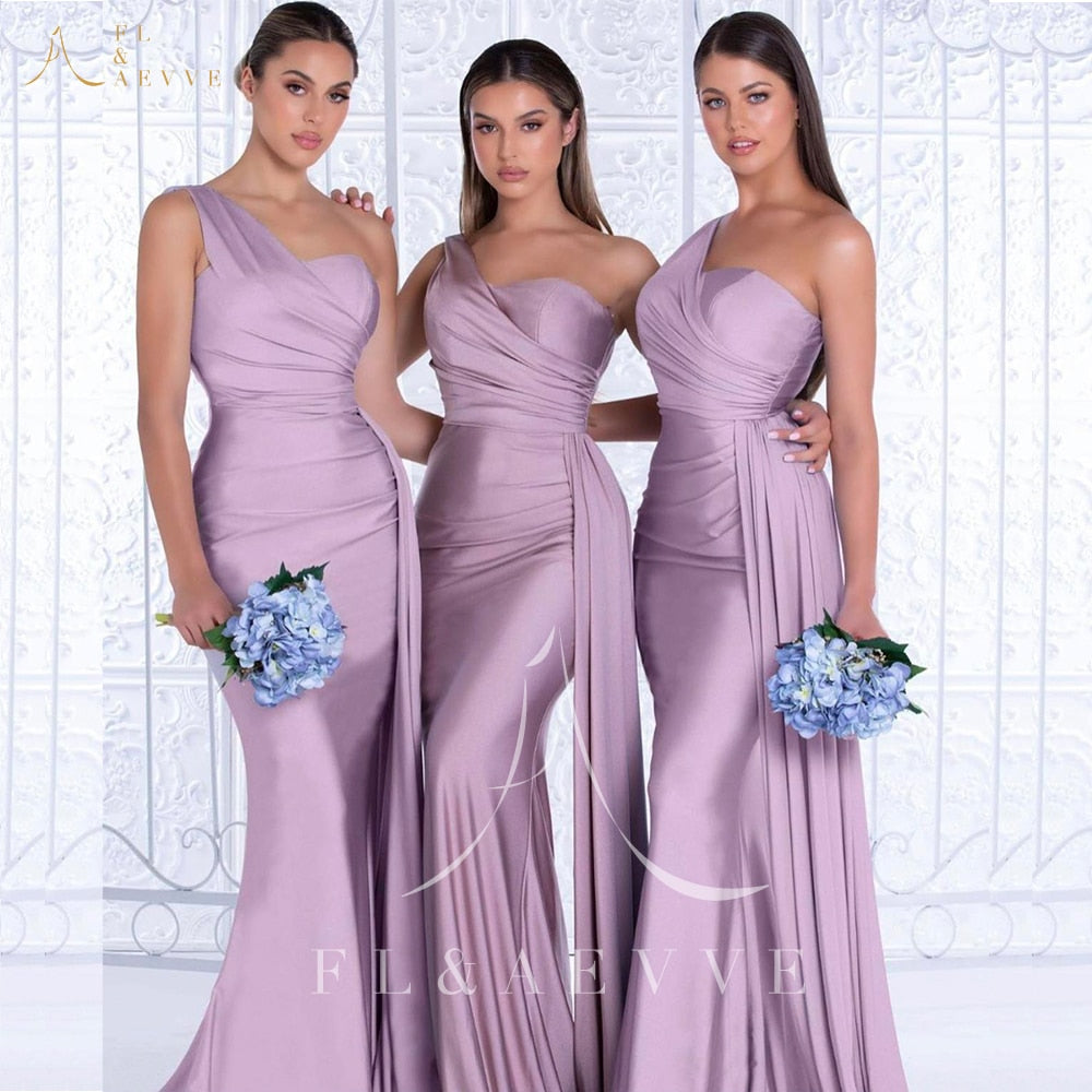 Mermaid Dress Bridesmaid Dresses One Shoulder Dresses for Women 2022 Elegant Wedding Elastic Satin Party Bridesmaids Woman Gowns voguable