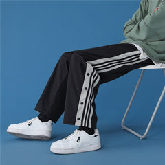 Voguable Fashion Streetwear Joggers Men Sweatpants Breasted Korean High Street Straight Trousers Plus Size Loose Couple Casual Pants voguable