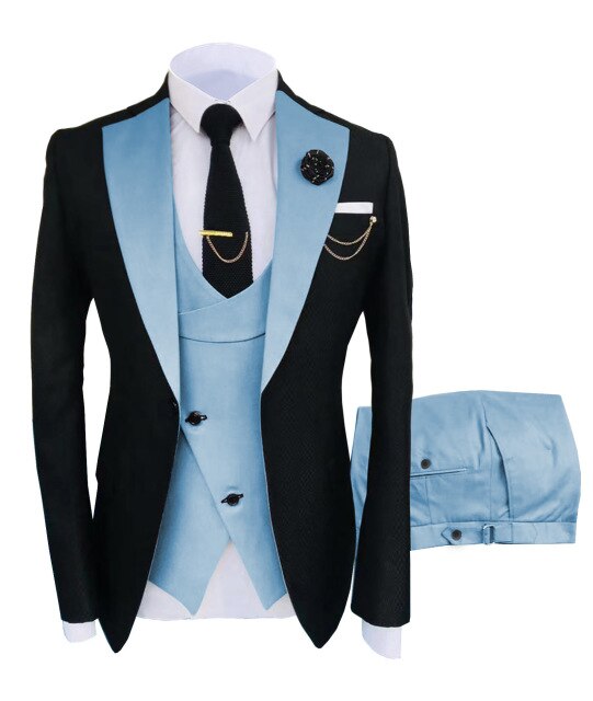 Voguable New Arrival Men Suits 2022 Slim Fit Business Suits Groom Wear Black Tuxedos for Formal Wedding Suit Jacket Pant Vest 3 Pieces voguable