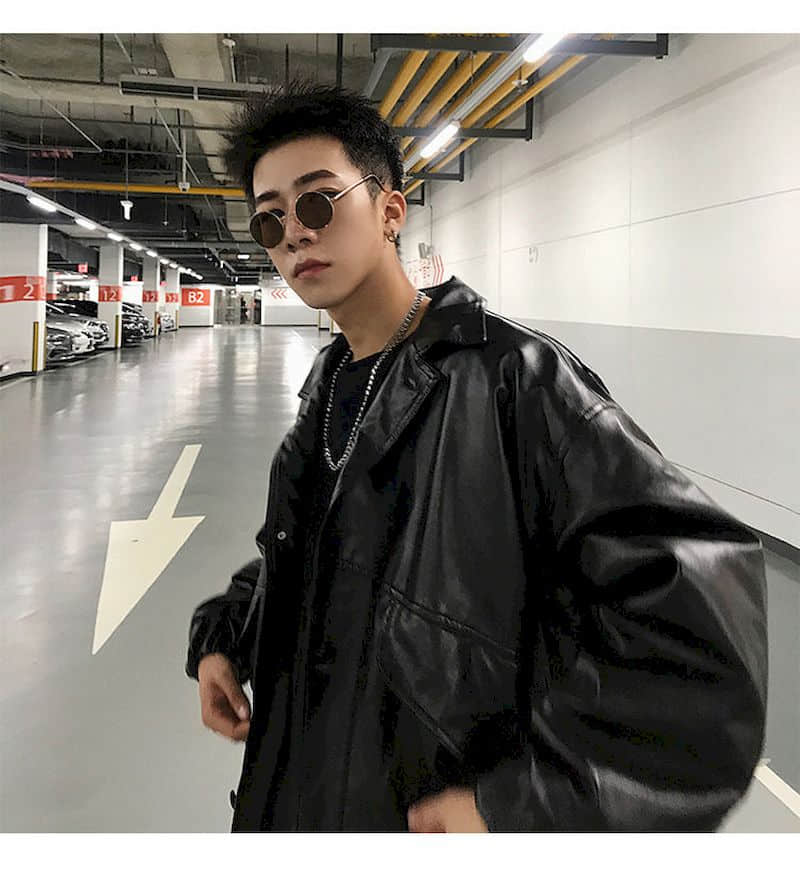 Voguable Leather jacket male handsome bomb street motorcycle clothing spring autumn loose jacket Korean baseball uniform casual jacket voguable