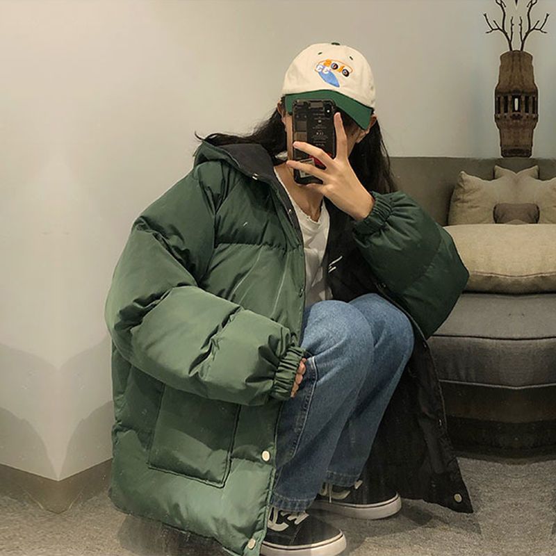 Voguable Two-sided cotton-padded jacket 2021 women winter clothing oversize Hong Kong style Korean simple bread clothes keep warm coats voguable
