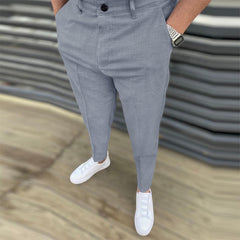 Voguable Autumn Casual Business Men Solid Pants Fashion Slim Fit Long Trouser For Men's Mid Waist Buttoned Design Pants Spring Streetwear voguable