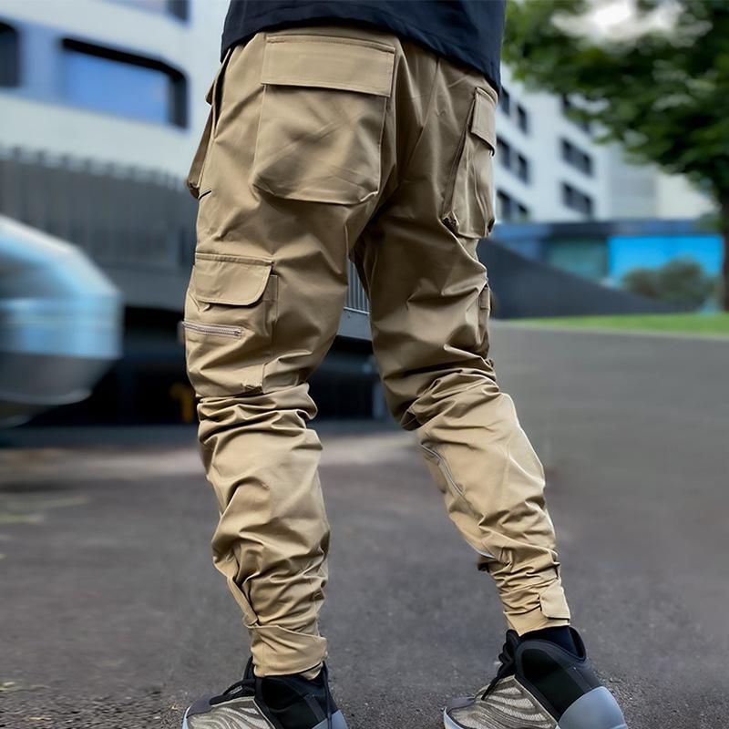 Voguable Mens Casual Cargo Pants Loose Plus Size Striped Multi Pocket Sports Fitness Hip Hop Jogger Trousers voguable