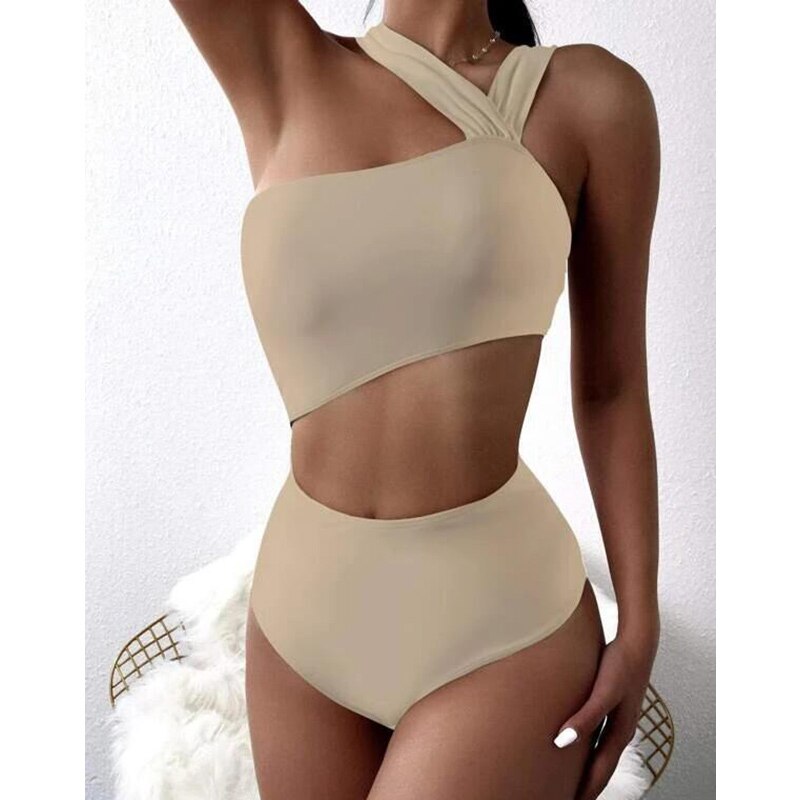 Voguable  Sexy One Piece Swimsuit High Waist Bodysuit Women'S Swimwear 2022 Bathing Suit Solid Beachwear Hollow Out One-Piece Suits voguable