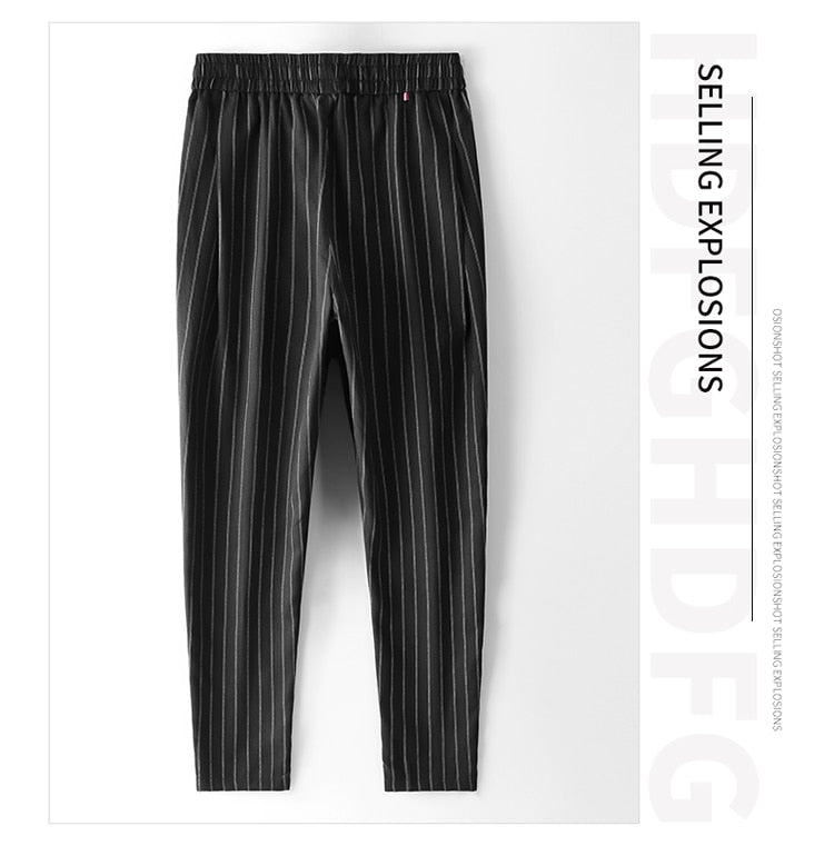 Voguable Korean Striped Harem Pants Men's 2021 Streetwear Man Casual Loose Japanese Men Black Gray Retro Plaid Harajuku Punk Pants voguable