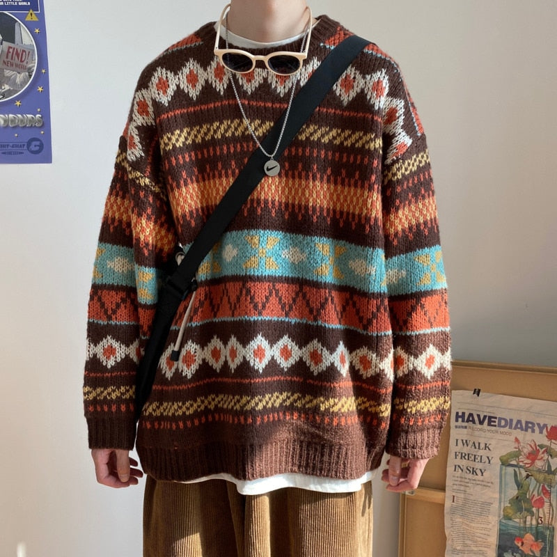 Voguable  New Sweater Men Winter Clothes Thicker Korean Warm Streetwear Mens Sweaters and Pullovers Harajuku Printed voguable