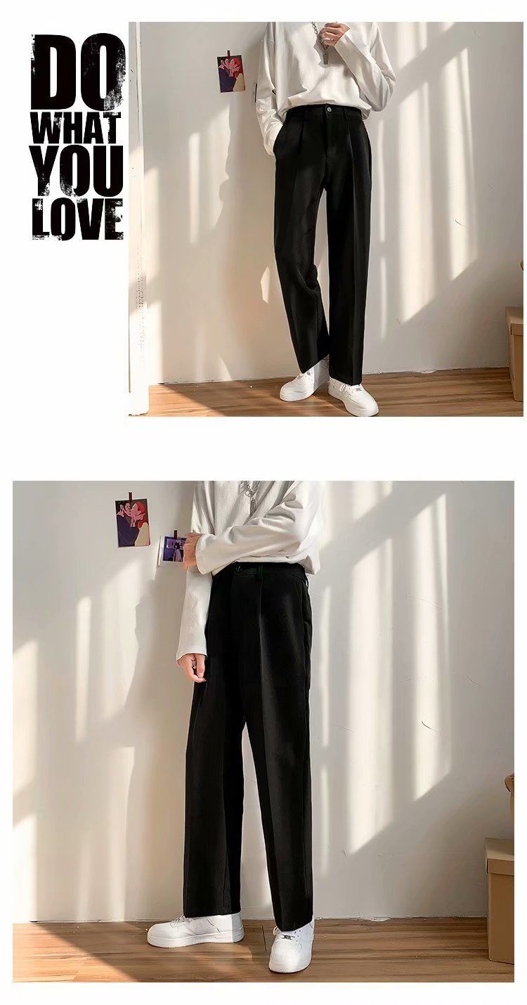 Voguable Ice Silk Men Suit Pants Loose Loose Drape Straight Leg Trousers for Men Thin Wide-leg Casual Ninth Pants Japanese Streetwear voguable