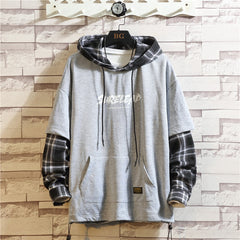 Voguable 2022 Autumn Spring Black Patchwork Hoodies MEN'S Sweatshirts Hiphop Punk Streetwear Casual Pullover voguable