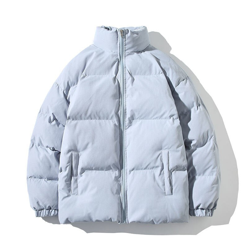 Voguable Big Size Thicken Men Warm Parkas Solid Color Stand Collar Fashion Male Winter Coat Cotton Padded Jacket Harajuku Clothing voguable