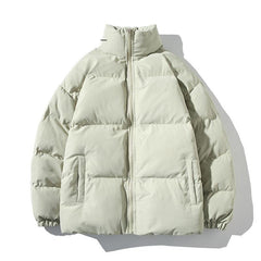 Voguable Big Size Thicken Men Warm Parkas Solid Color Stand Collar Fashion Male Winter Coat Cotton Padded Jacket Harajuku Clothing voguable
