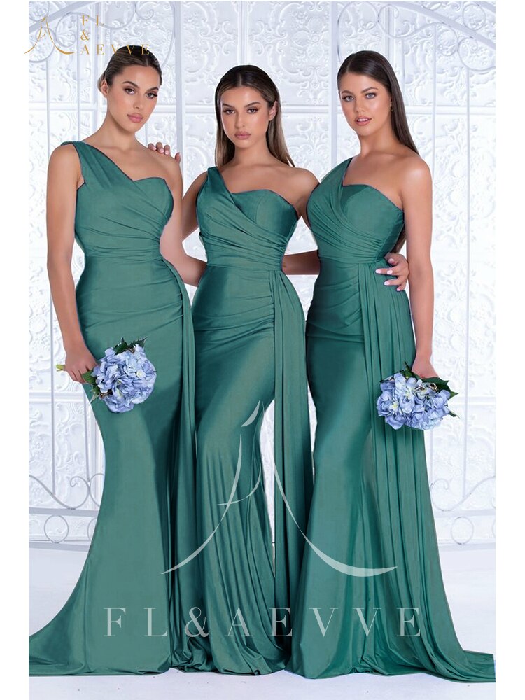 Mermaid Dress Bridesmaid Dresses One Shoulder Dresses for Women 2022 Elegant Wedding Elastic Satin Party Bridesmaids Woman Gowns voguable