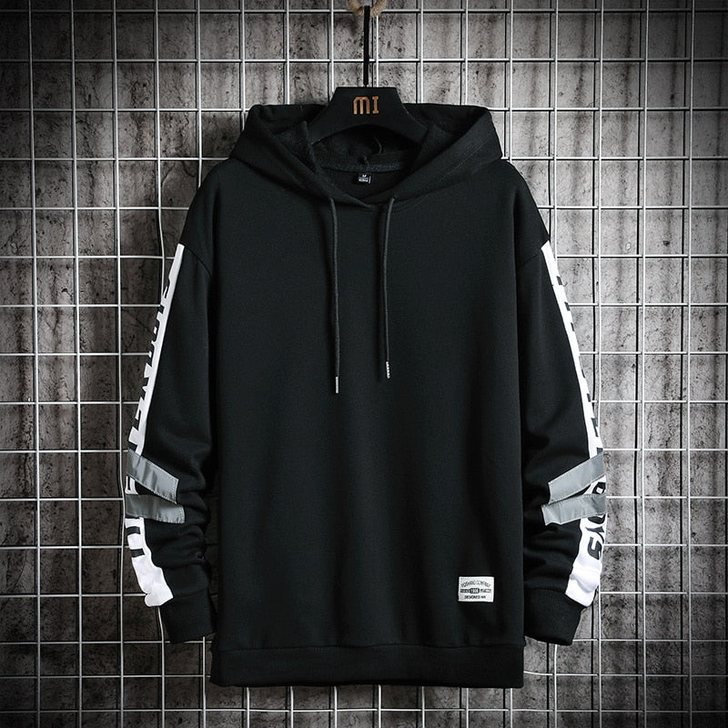 Men Hoodies Autumn Fleece Solid Oversized Sweatshirts Hip Hop Japanese Streetwear Harajuku Casual Black Hoodie Men voguable