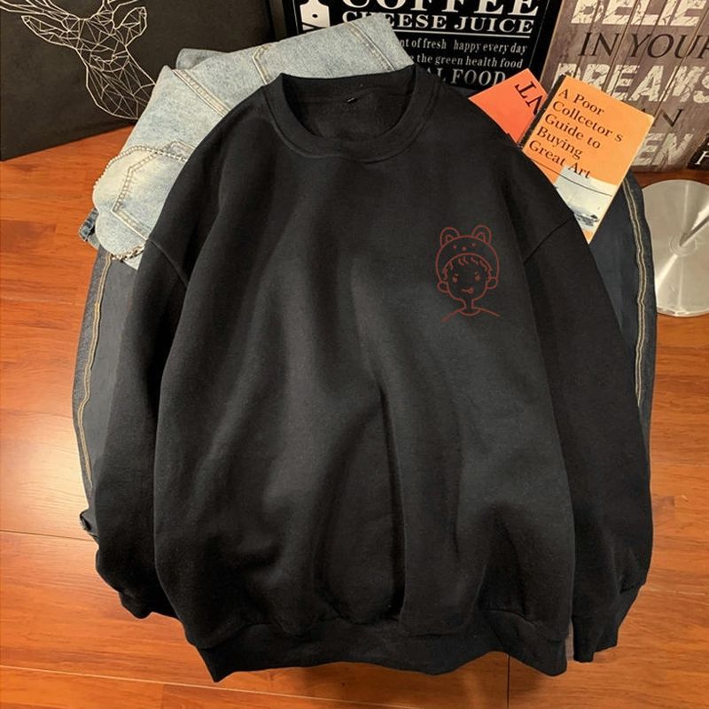 Voguable  Spring  Autumn Long Sleeves T-Shirt for Men Korean Kawaii Bear Print Women Tops Couples Velvet Sweatshirt Unisex Clothes voguable