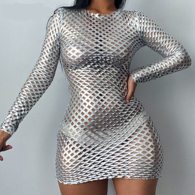 Voguable  Long Sleeve Cut Out Solid Skinny Sexy Mini Dress Autumn Winter Women Fashion Party Club Elegant Outfits Y2K voguable