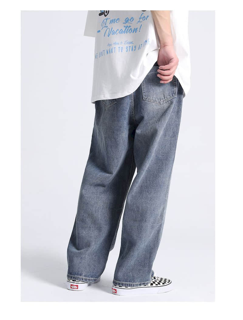 Voguable Men's and women's jeans American loose denim daddy pants men's oversize straight wide-leg mopping wash jeans trend streetwear voguable