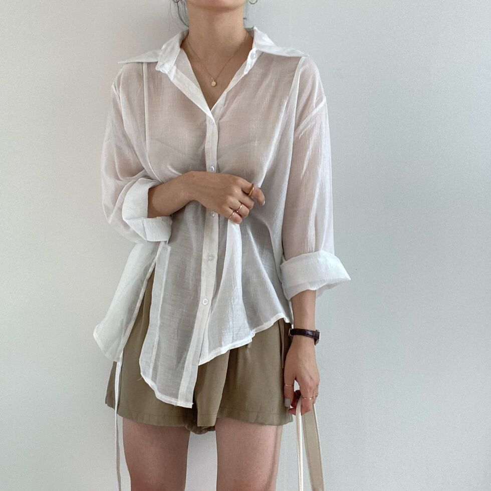 Summer Autumn Vintage Long Sleeve Thin Blouses Irregular Single Breasted Lace-up Casual Tops Women Korean Fashion Blusas voguable