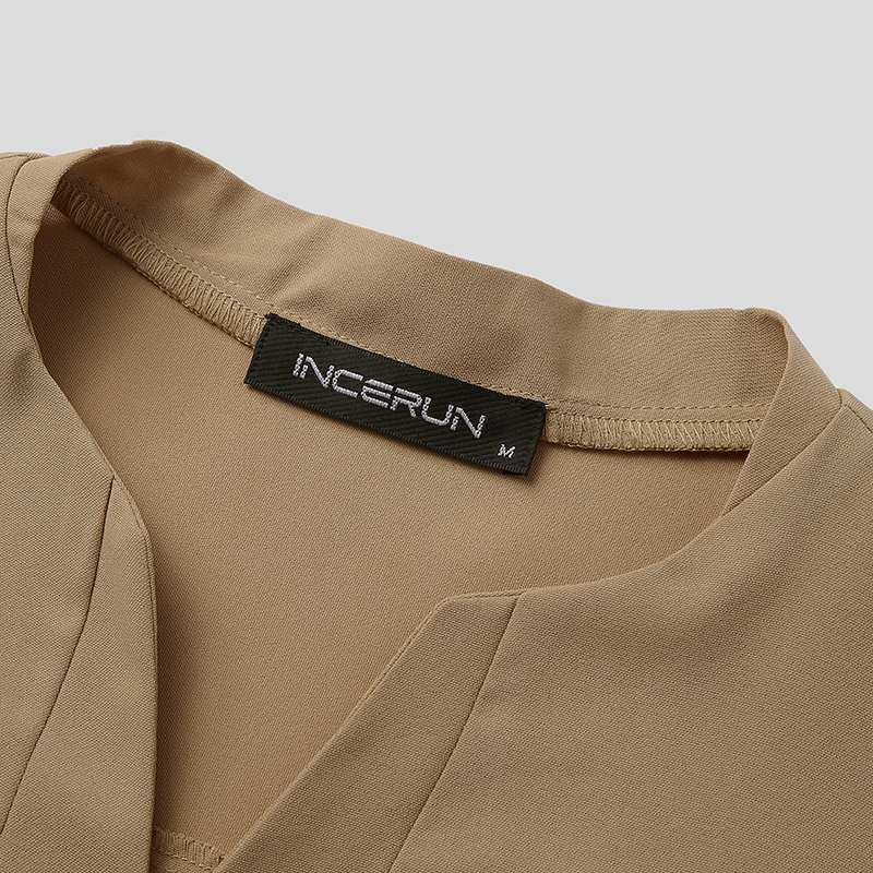 Voguable Fashion Men Brand Shirt Solid Long Sleeve V Neck Chic Button Casual Blouse 2021 Streetwear Korean Style Shirts Camisas voguable