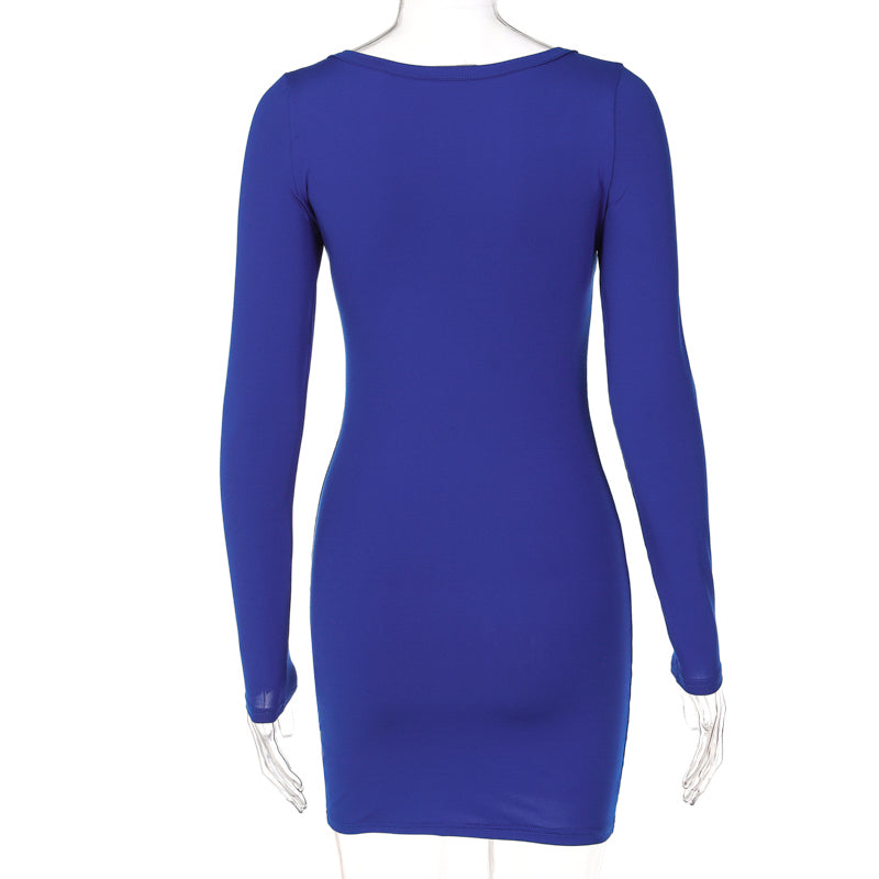 Voguable  Diamond Bandage Pure Color V Neck Skinny Mini Dress 2022 Spring Bodycon Fashion Party Streetwear Concise Y2K voguable
