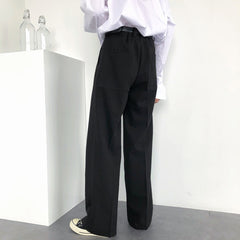 Autumn New Wide-leg Mop Pants For Men Korean Streetwear Fashion Loose Straight High Rise Pants Casual Trousers 9Y3527 voguable