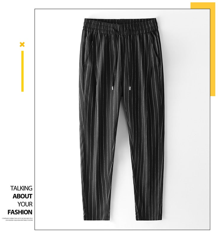 Voguable Korean Striped Harem Pants Men's 2021 Streetwear Man Casual Loose Japanese Men Black Gray Retro Plaid Harajuku Punk Pants voguable