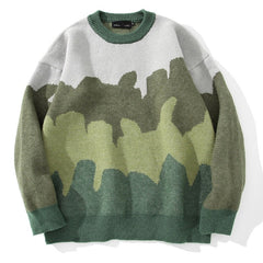 Voguable 2022 streetwear men oversized Harajuku sweater punk hip hop pullover gradient striped color knitwear vintage ugly sweater women voguable