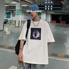 Voguable  Lonely Boy Graphic Men's Tshirt Short Sleeve T-shirt Fashion Casual Oversize T Shirt Cotton Male Korean Men's Clothing voguable