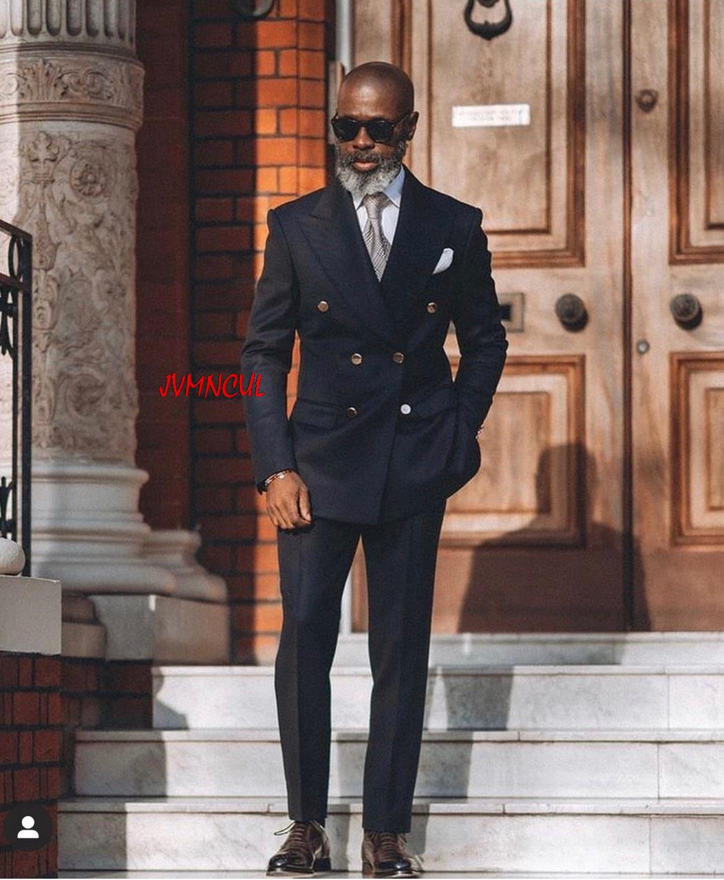 Voguable New Arrival Black Fashion Men Suits Peak Lapel Groom Tuxedos Costume Homme Wedding Terno Masculino Slim Fit 2 Pcs (Jacket+Pants) voguable