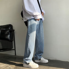 Voguable  2022 Trendyol Jeans Men Brown Blue Denim Trousers Ripped Bottom Full Straight Casual Pants Man voguable