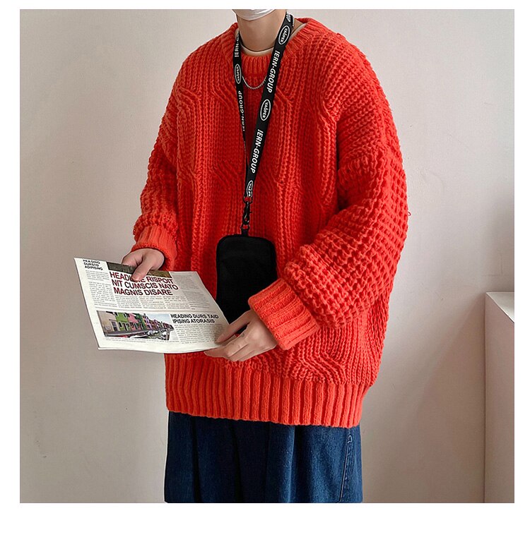 Winter Thick Sweater Men Warm Fashion 4 Colors Casual Knit Pullover Men Korean Loose Long Sleeve Sweater Mens Jumper Clothes voguable