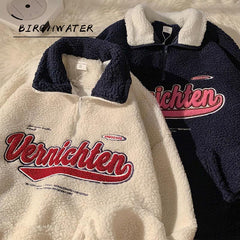 Voguable New Vintage Punk Style Streetwear Chic V-neck Letter Embroidery Sweatshirt Women Baseball Oversized Harajuku lambswool coats ins voguable