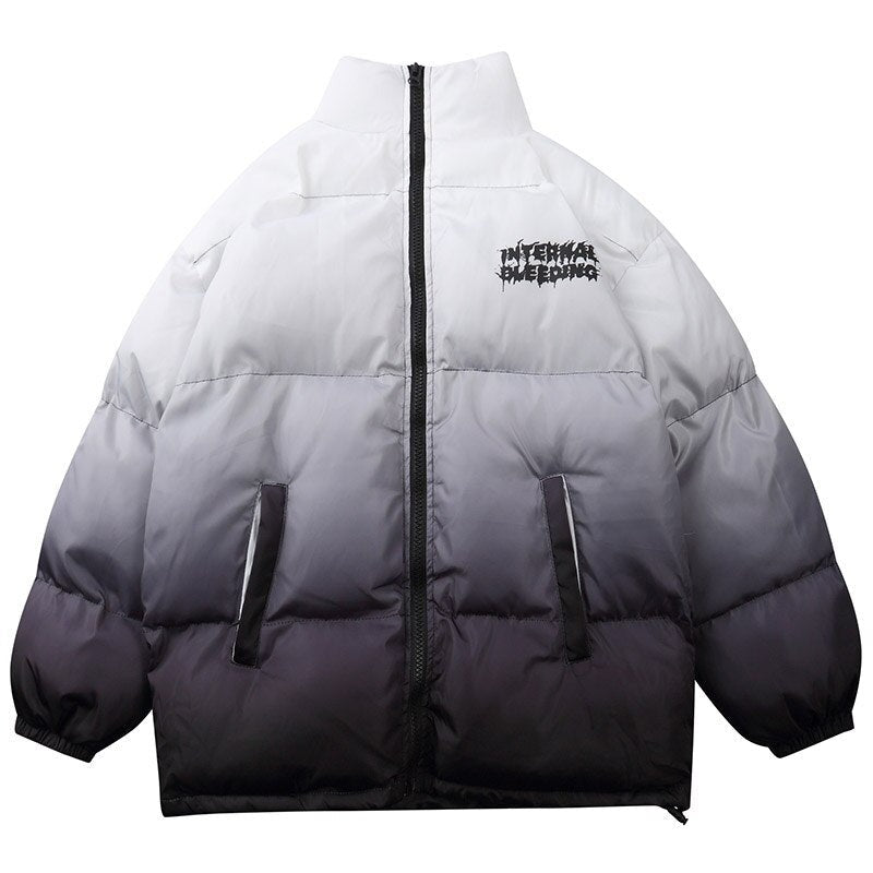 Voguable Graffiti parka men's winter jacket oversized Gothic hip hop thickening gradient down jacket women's coat loose Street clothing voguable