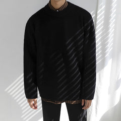 Voguable/men's wear sweater autumn and winter loose all-match Korean style vintage oversize kintted sweater round collar pullover voguable