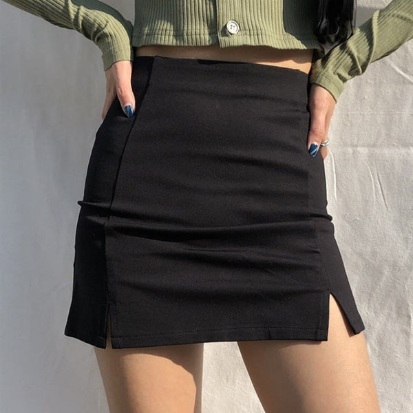 Skirts Women Black Split Office Ladies High Waist Elegant Slim Mini Sk ...