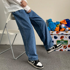 Voguable Korean Fashion Men Wide Leg Jeans 2021 Autumn New Streetwear Straight Baggy Denim Pants Male Brand Trousers voguable