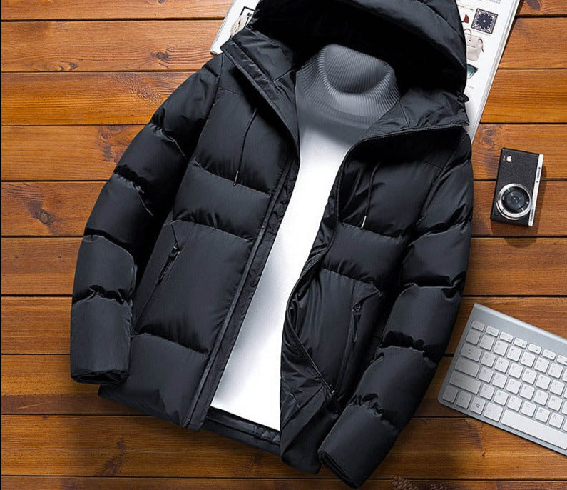 Voguable Quality Mens Parka Winter Jacket Men New Cotton Padded Puffer Jackets Men Fashion Top Zipper Up Solid Color Outerwear Coats voguable
