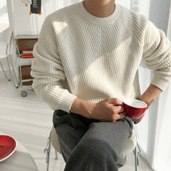 Men's wear classic round collar Sweater Korean fashion loose kintted tops for male autumn winter new warm clothes voguable