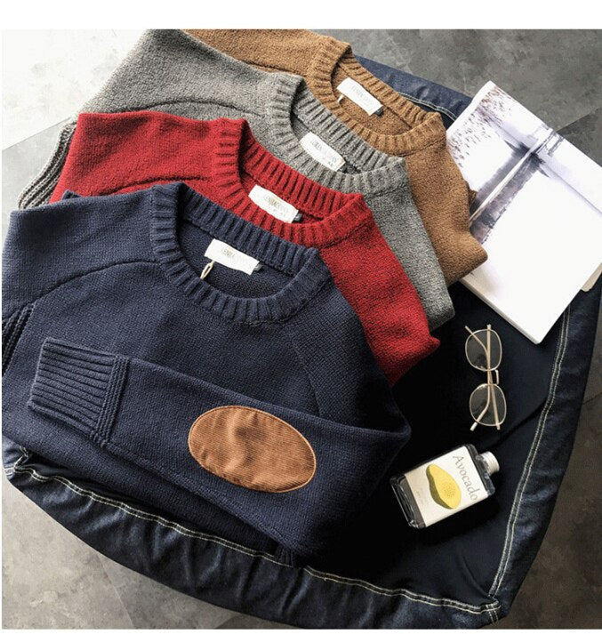 Voguable Vintage Knitted Sweater Men Red Blue Grandpa Sweater Male Winter Retro Clothes Patchwork Japanese Streetwear Warm Autumn voguable