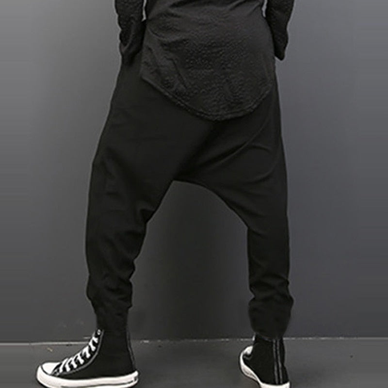 INCERUN 2022 Men Harem Pants Elastic Waist Streetwear Drop-crotch Trousers Men Baggy Fashion Punk Style Joggers Casual Pants 5XL voguable