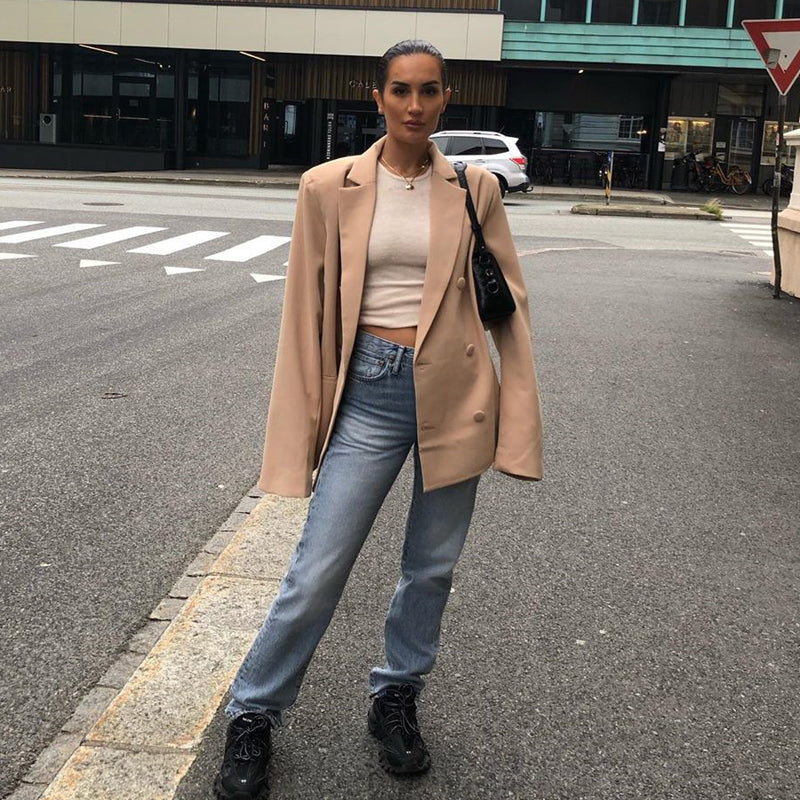 Voguable  long sleeve pure oversize coat blazer autumn winter women streetwear outfits windbreaker female tops voguable