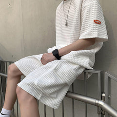 Voguable  Men Short Sleeve Tee Oversized T-shirts Men's Sets Male Chic Casual Clothing Summer Cargo Shorts Set Two Piece Loose Tracksuit voguable