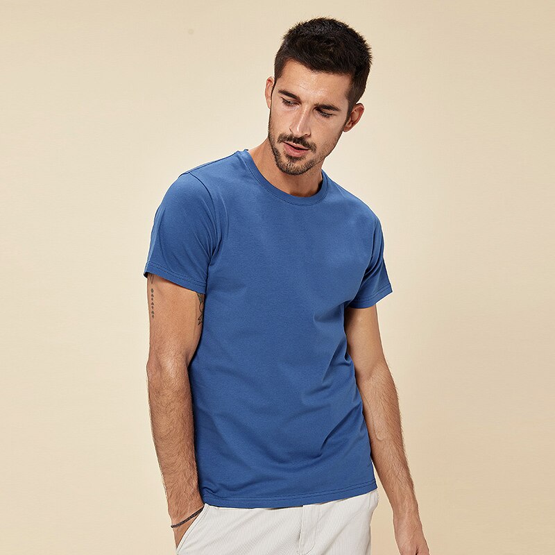 Summer New  Cool T-shirt Short Sleeve Men Fashion Solid Elastic Tshirts Basic O-neck White Running Top Slim voguable