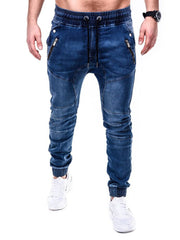 Voguable Blue Vintage Man Jeans Business Casual Classic Style Denim Male Cargo Pants More Pockets Frenum Ankle Banded Casual Pants S-3XL voguable
