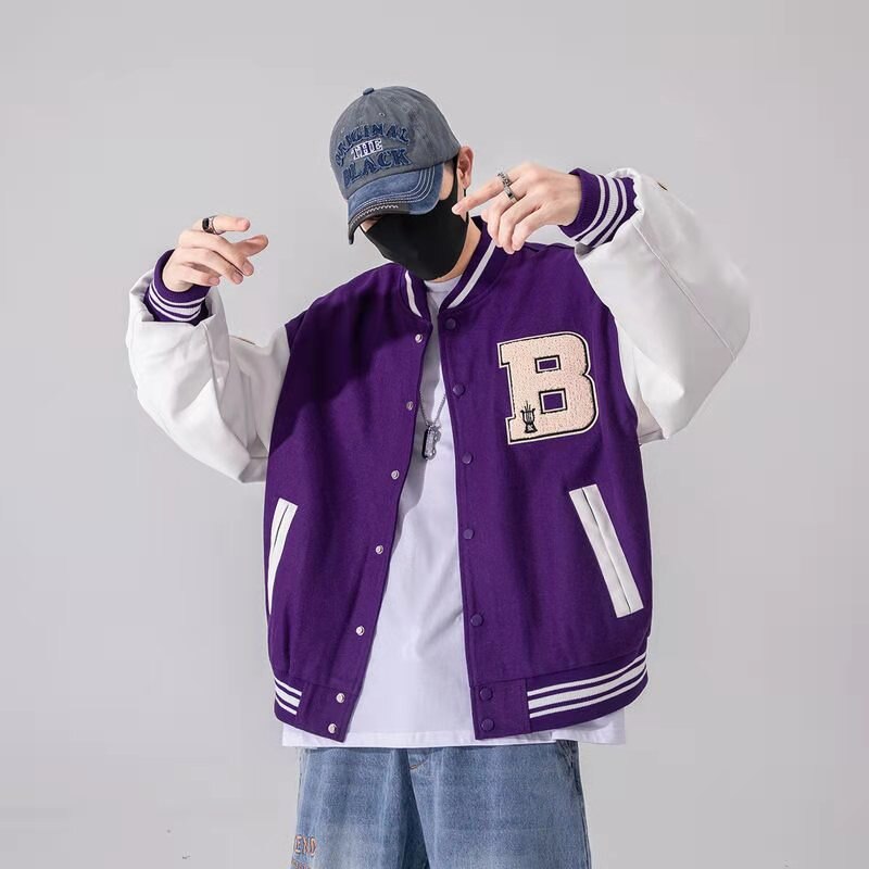 Voguable Hip Hop Furry Bone Patchwork Color Block Jackets Mens Harajuku Streetwear Bomber Jacket Men Baseball Coats Unisex Autumn voguable