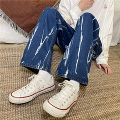 Voguable 2021 Men's Fashion Wide Leg Pants Baggy Homme Men Denim Trousers Classic Cargo Pocket Jeans Blue Men Casual Pants S-3XL voguable