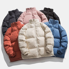 Voguable Mens Parker Coat Trend All-match Couple Style Coats Simple and Comfortable Jacket Pure Color Warm Youth Casual Thicken Men Coats voguable
