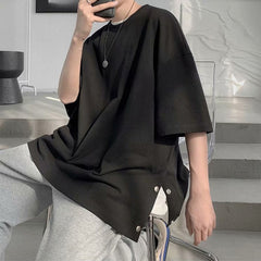 Simple Solid Color White Tee Spring Summer Vacation Mens T Shirts Breathable Cotton Retro T Shirt Loose Comfortable High Quality voguable