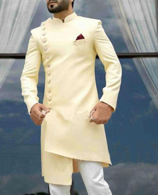Voguable Latest Irregular Design Men's Long Suit Jacket Indian Style Groom Men's Wedding Dress 2 Pieces Party Tuxedo terno masculino voguable